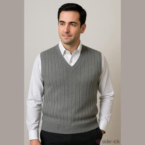 Cable Knit V-Neck Sweater Vest Men's Large Vintage